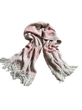 Soft Knit Scarf in warm neutral shades of ivory, tan, rose and pale pink